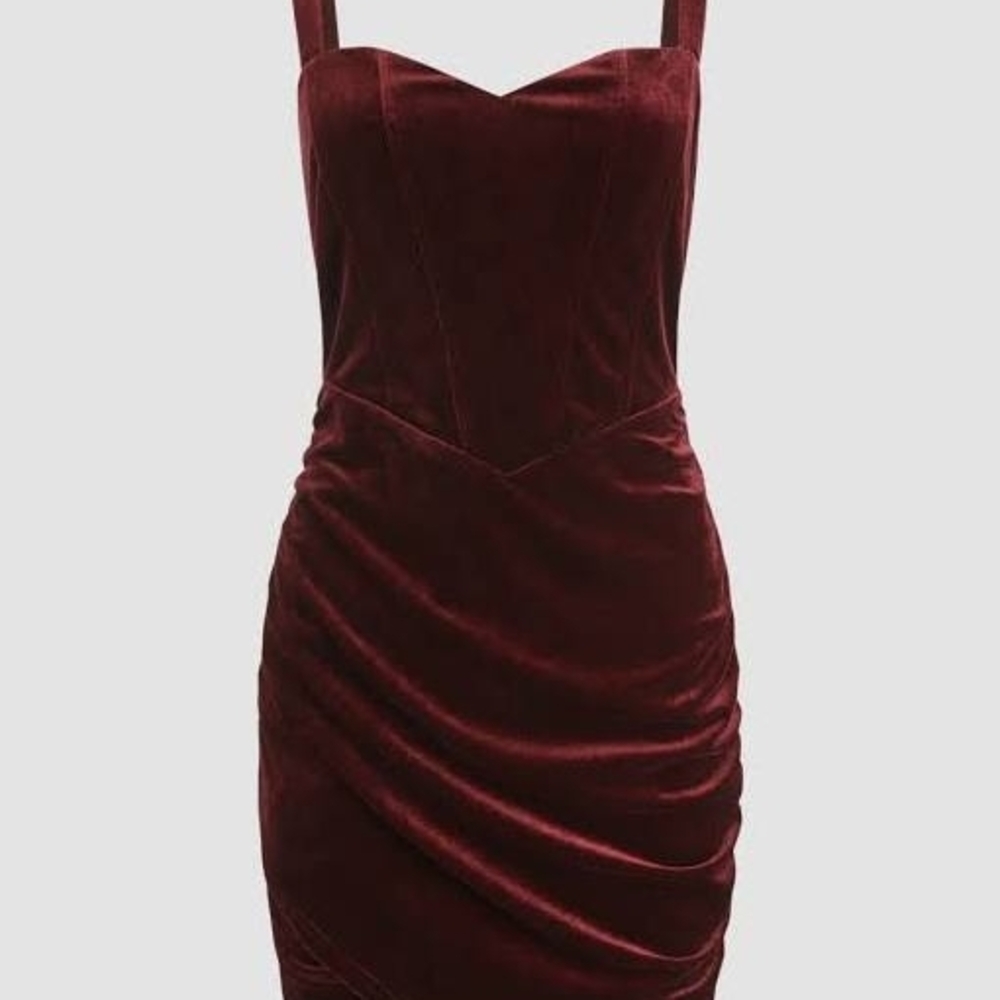 Cider Burgundy Velvet Mini Dress